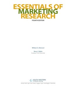Essentials of Marketing Research 4th Edition By William G Zikmund